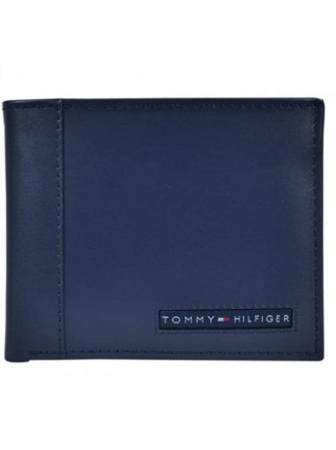 Tommy Hilfiger Men's Slim Bifold Leather Wallet- Navy